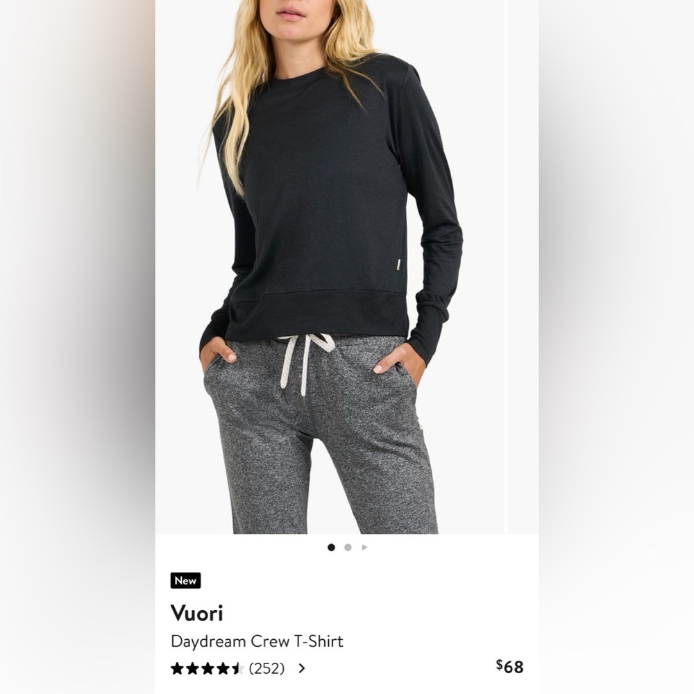 Vuori Women's Heather Black Daydream Crew Long Sleeve Top